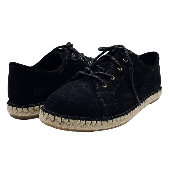 Born Black Suede Drilles Espadrille Lace-Up Loafer Spring Preppy Women’s Size 9 - Picture 16 of 16